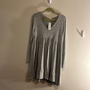 Heather grey float baby doll long sleeve dress